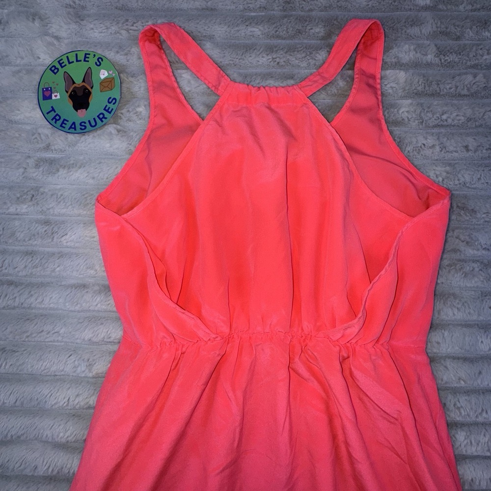 Madewell Women's 0 Coral Pink 100% Silk Tank Empire Waist Mini Dress Iridescent - Picture 12 of 12